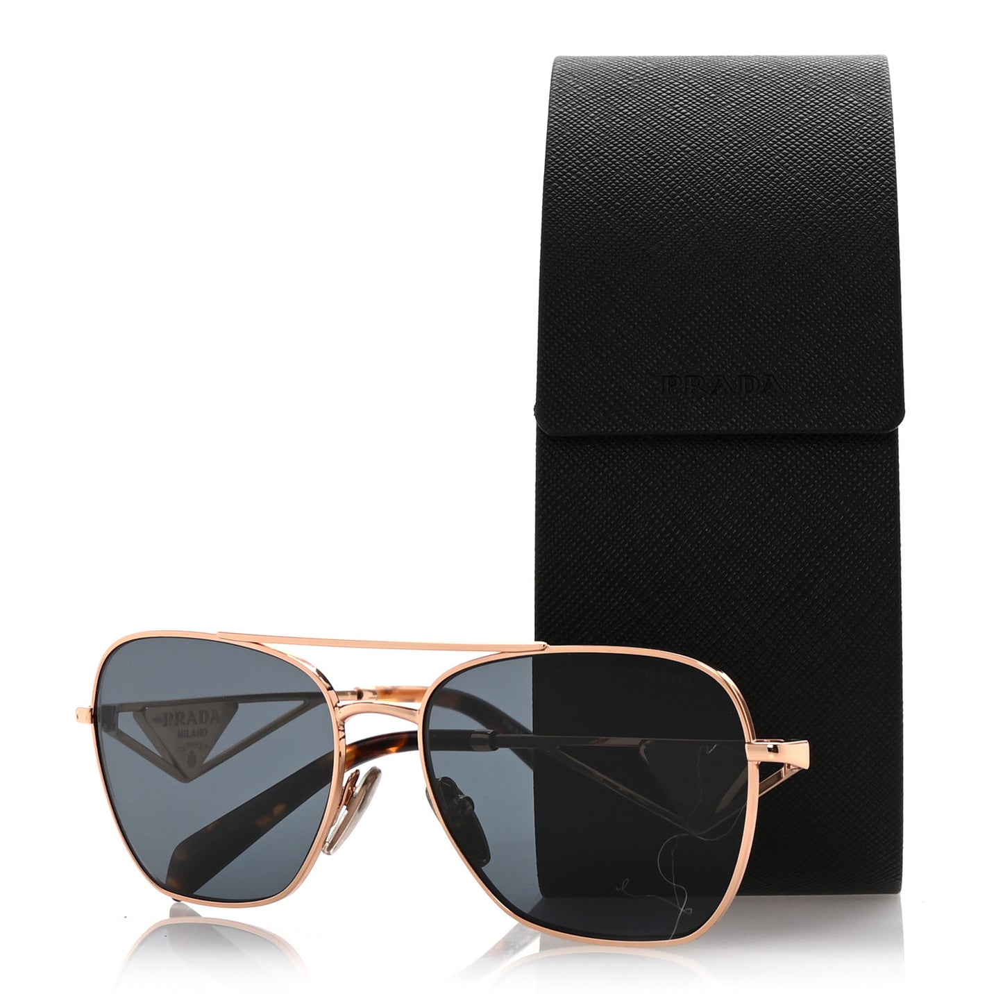 Metal Symbole Triangle Logo Aviator Sunglasses SPR A50 Gold Tortoise Brown