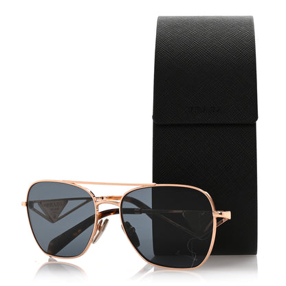 Prada Metal Symbole Triangle Logo Aviator Sunglasses SPR A50 Gold Tortoise Brown 8 of 8