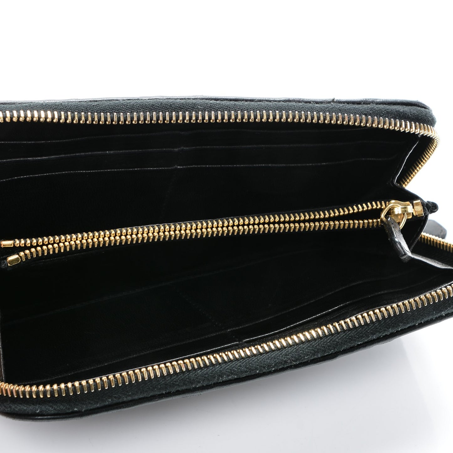 Nappa Gaufre Zip Around Wallet Nero Black
