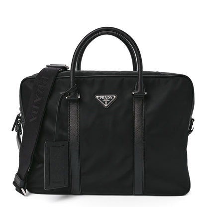 Prada Tessuto Nylon Saffiano Metal Triangle Logo Work Bag Black 1 of 12
