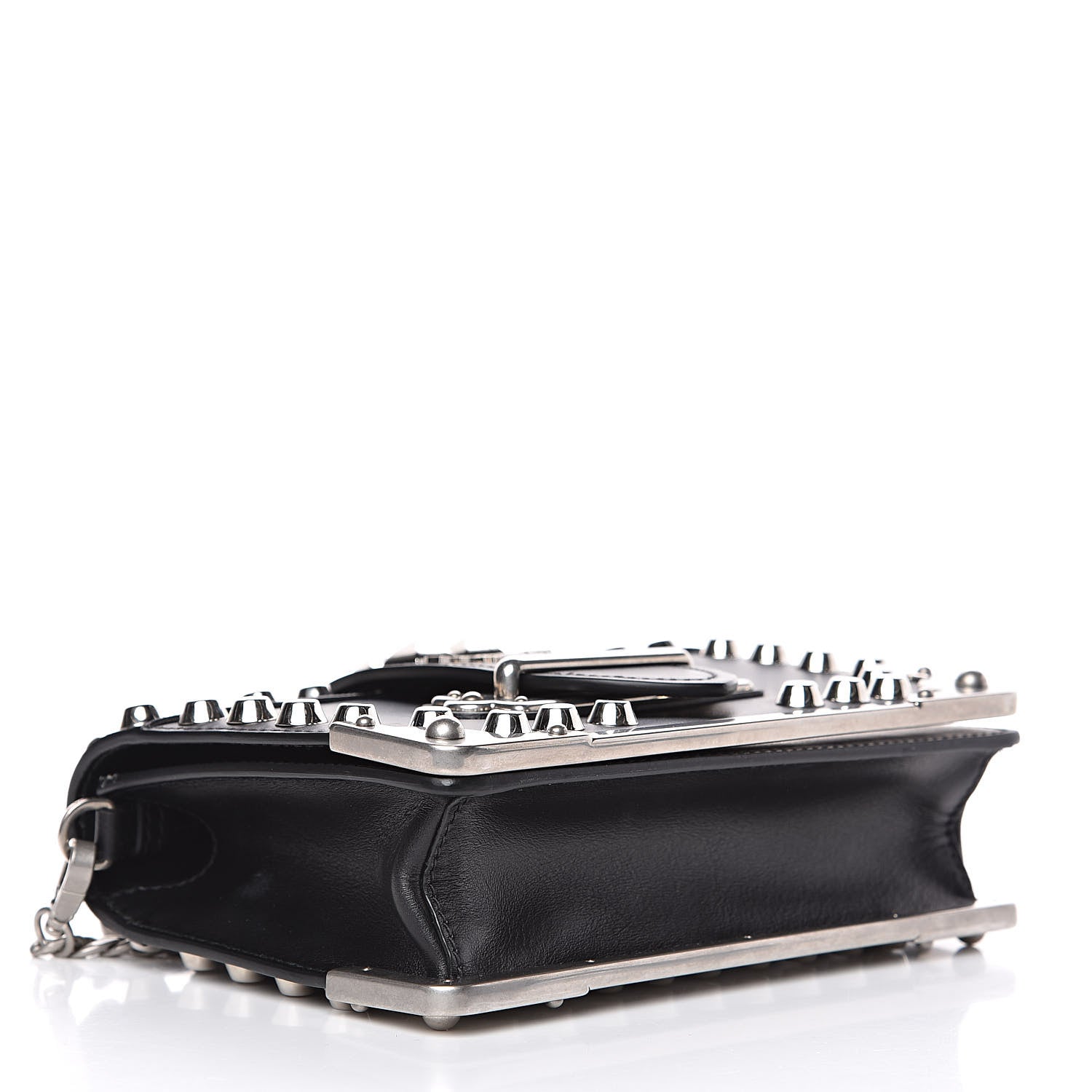 Prada City Calf Saffiano Studded Small Cahier Bag Black 4 of 9