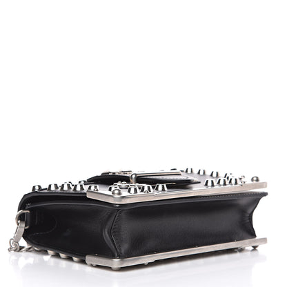 Prada City Calf Saffiano Studded Small Cahier Bag Black 4 of 9