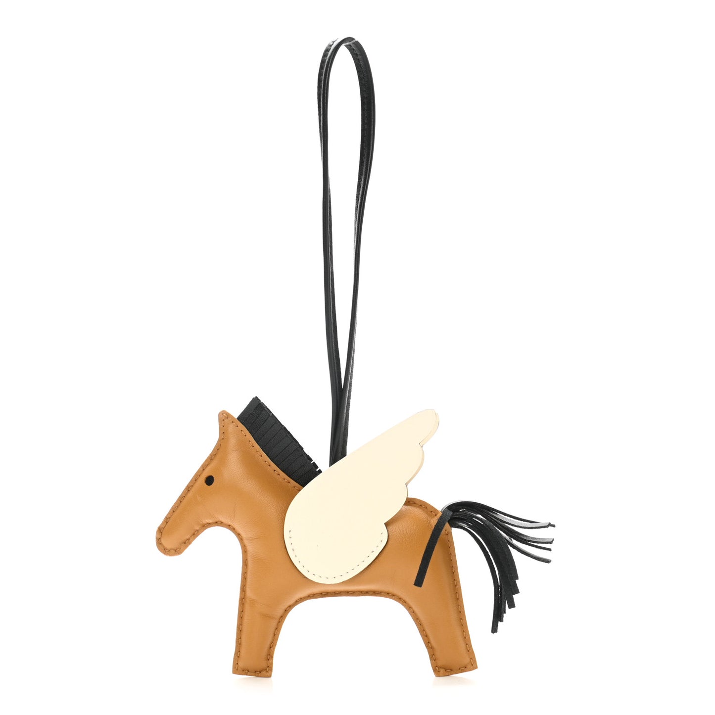 Milo Lambskin Grigri Rodeo Pegase Horse Bag Charm MM Sesame Black Nata