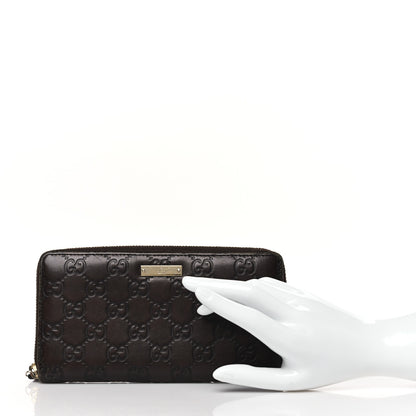 Gucci Guccissima Margaux Calfskin Metal Bar Zip Around Wallet Chocolate 2 of 10