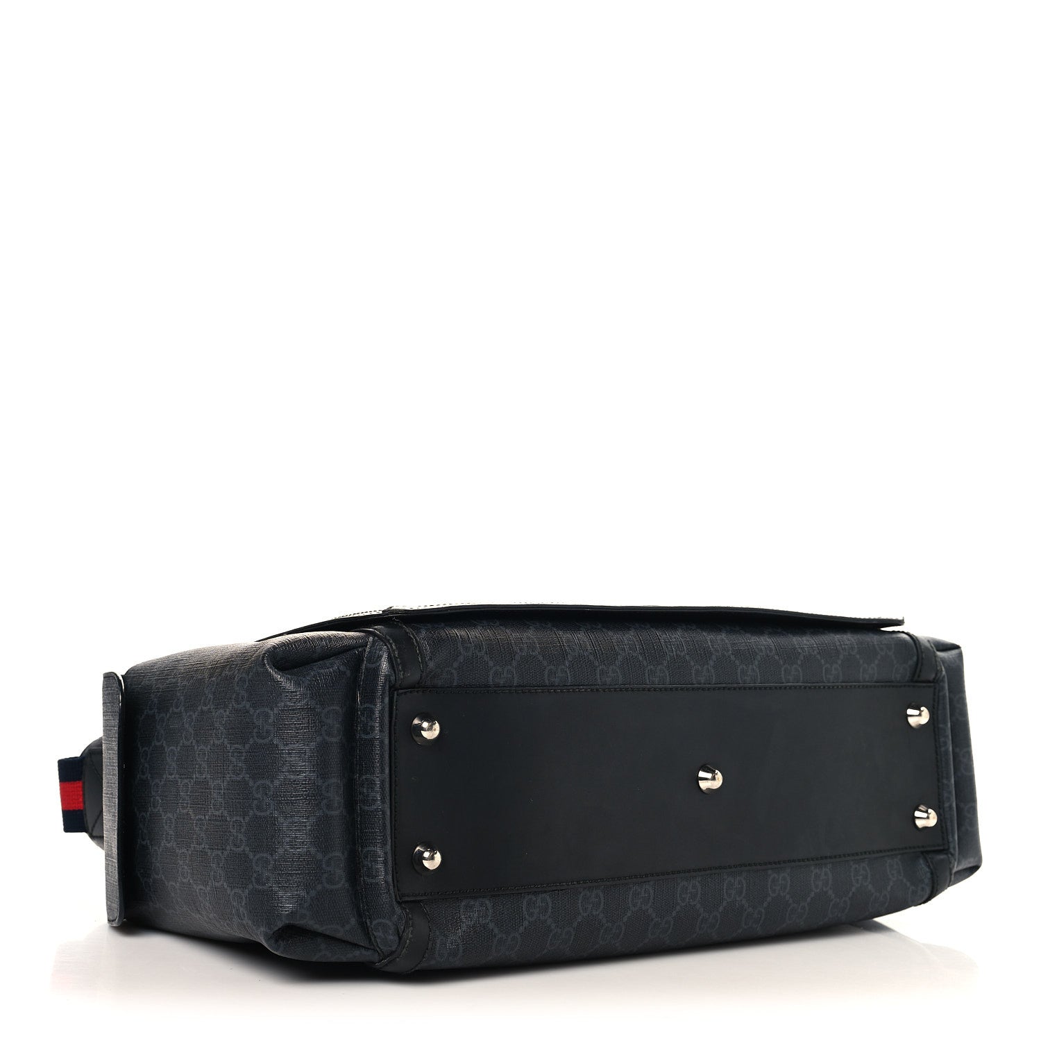 Gucci GG Supreme Monogram Web Messenger Diaper Bag Black Grey 5 of 12