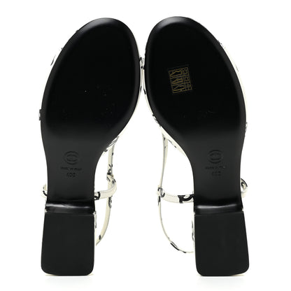Chanel Printed Lambskin CC Slingback Sandals 40 White Black 6 of 12