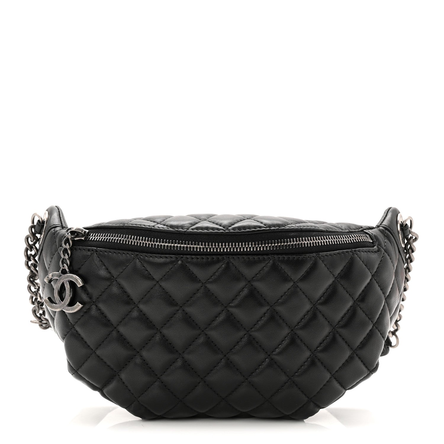 Chanel Lambskin Quilted Banane Waist Bag Fanny Pack Black 1 of 11