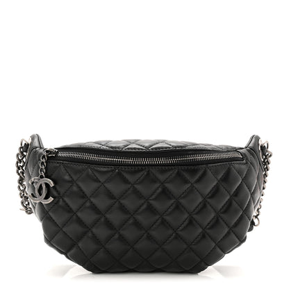 Chanel Lambskin Quilted Banane Waist Bag Fanny Pack Black 1 of 11