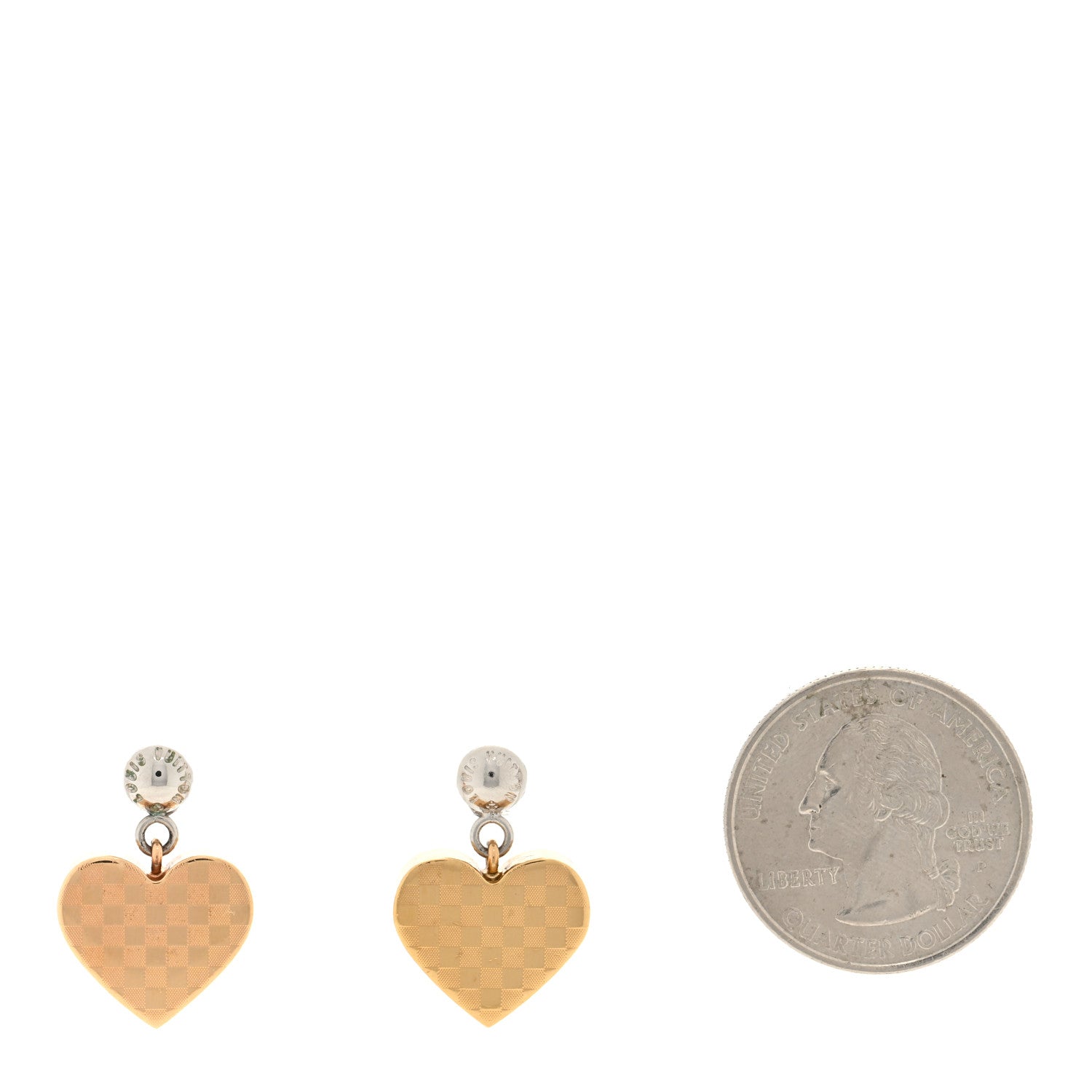 Louis Vuitton Damier Valentine Earrings Gold 2 of 3