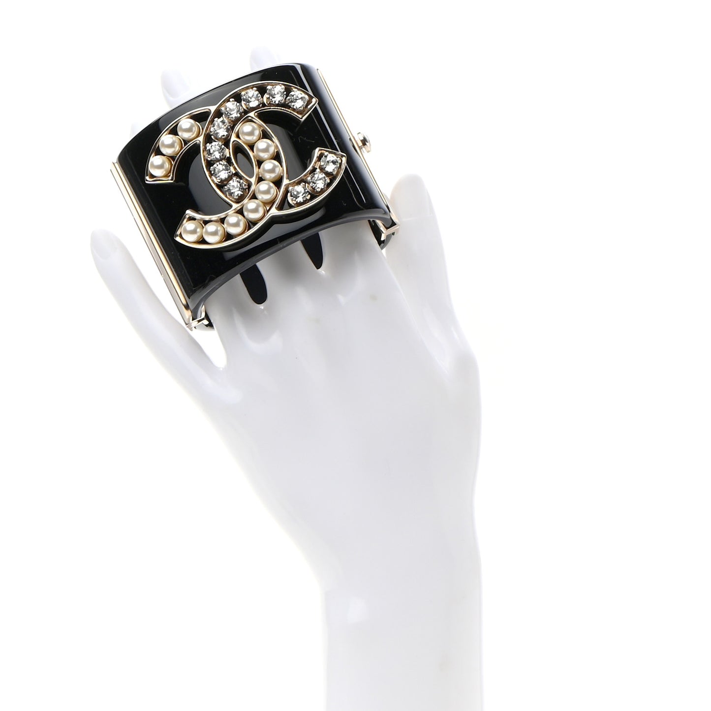 Resin Crystal Pearl CC Cuff Black
