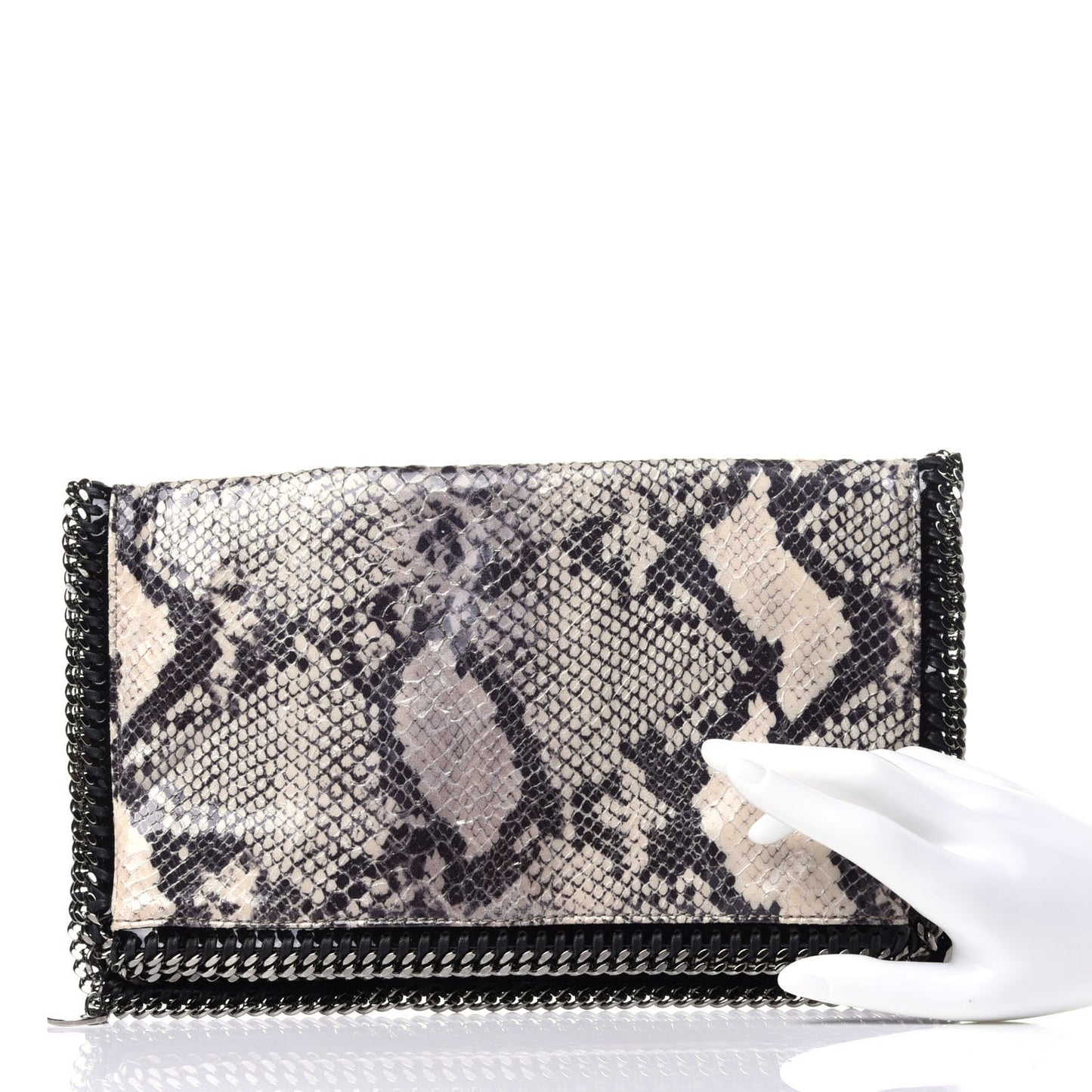Eco Python Falabella Fold Over Clutch Grey