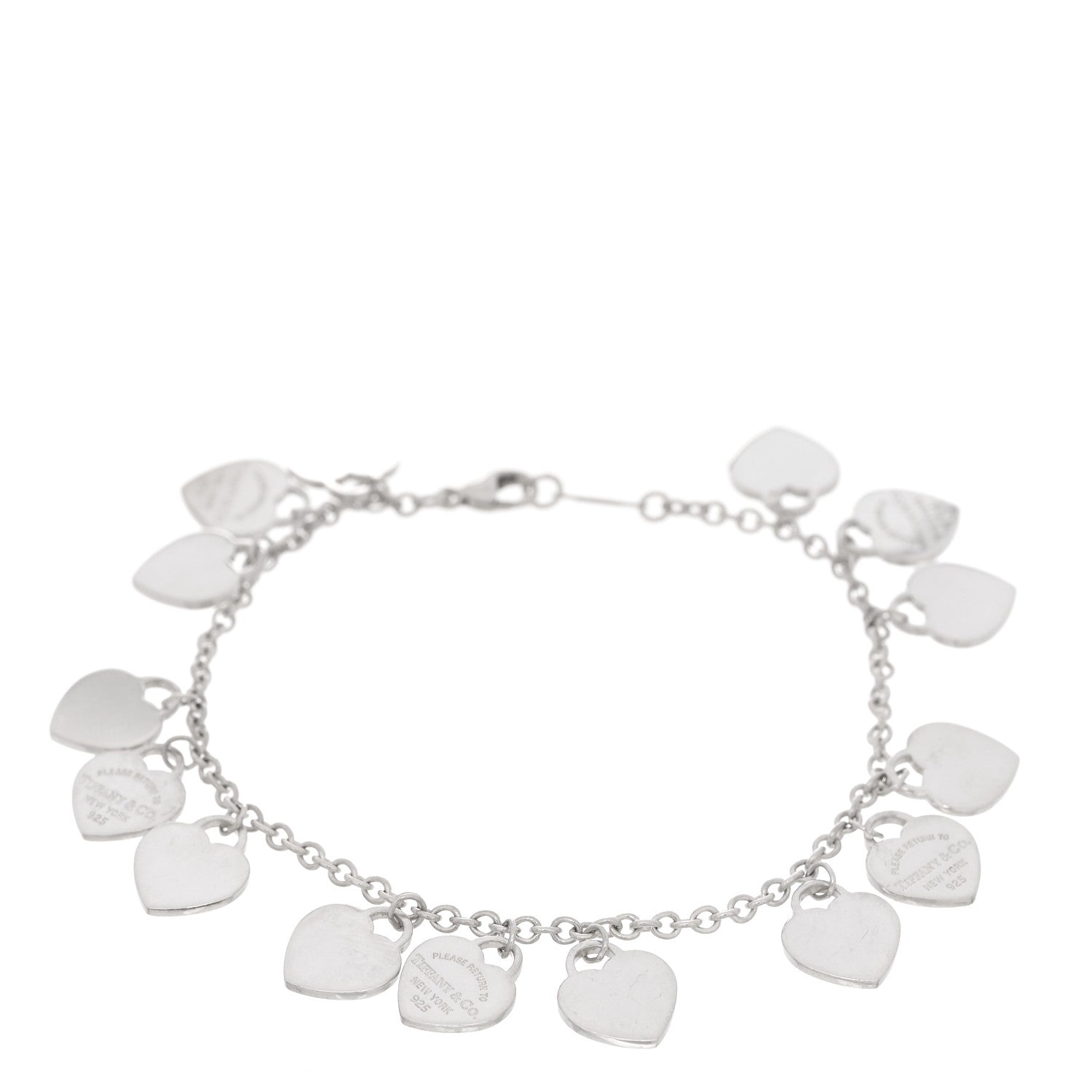 Tiffany Sterling Silver Mini Return to Tiffany Multi Heart Charm Bracelet 1 of 3