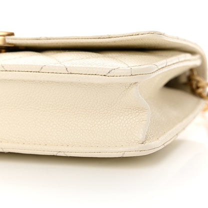 Chanel Shiny Caviar Quilted Chain Melody Wallet on Chain WOC White 11 of 14