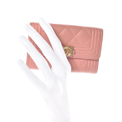 Chanel Caviar Quilted Boy Card Holder Wallet Powder Pink 2 of 10