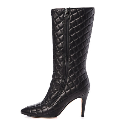 Chanel Lambskin Quilted CC Cap Toe Boots 39 Black 1 of 12