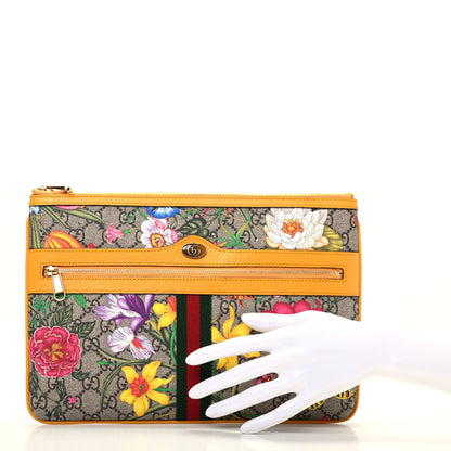 Gucci GG Supreme Monogram Flora Large Ophidia Pouch Clutch Beige Multicolor Crop 2 of 10