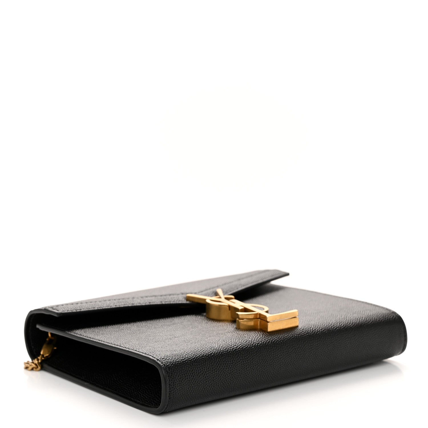 Saint Laurent Grain De Poudre Monogram Cassandra Chain Wallet Black 4 of 9