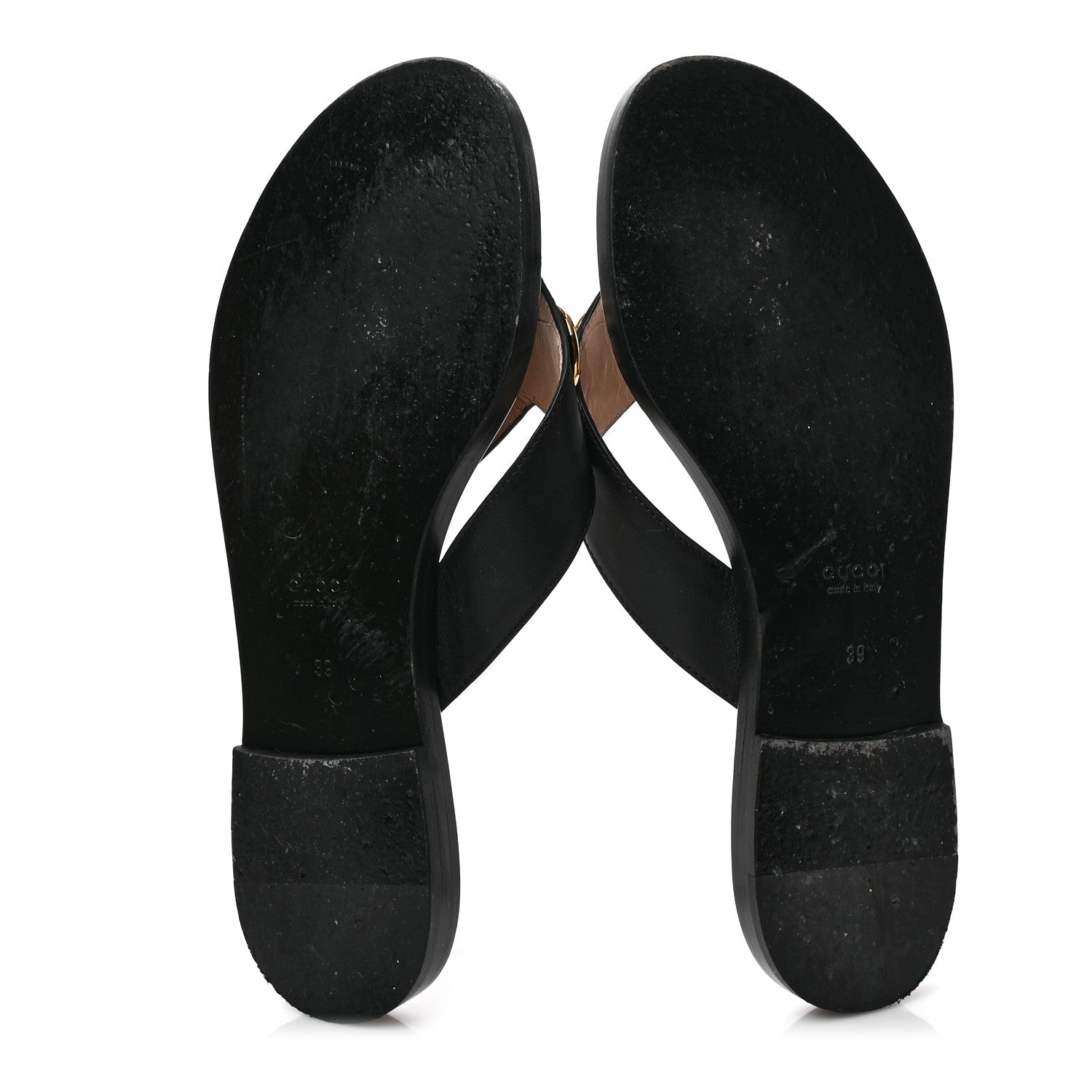 Gucci Lifford Calfskin GG Monogram Embossed Interlocking G 5mm Thong Sandals 39 Black 5 of 7