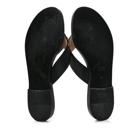 Gucci Lifford Calfskin GG Monogram Embossed Interlocking G 5mm Thong Sandals 39 Black 5 of 7