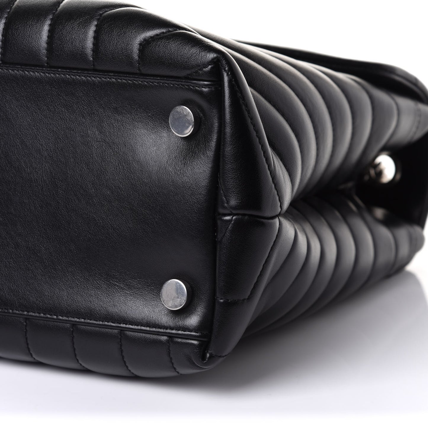 Calfskin Y Quilted Monogram Large Loulou Chain Satchel Black