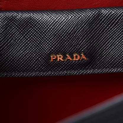 Prada Saffiano Cuir Large Double Bag Black Fuoco 8 of 10