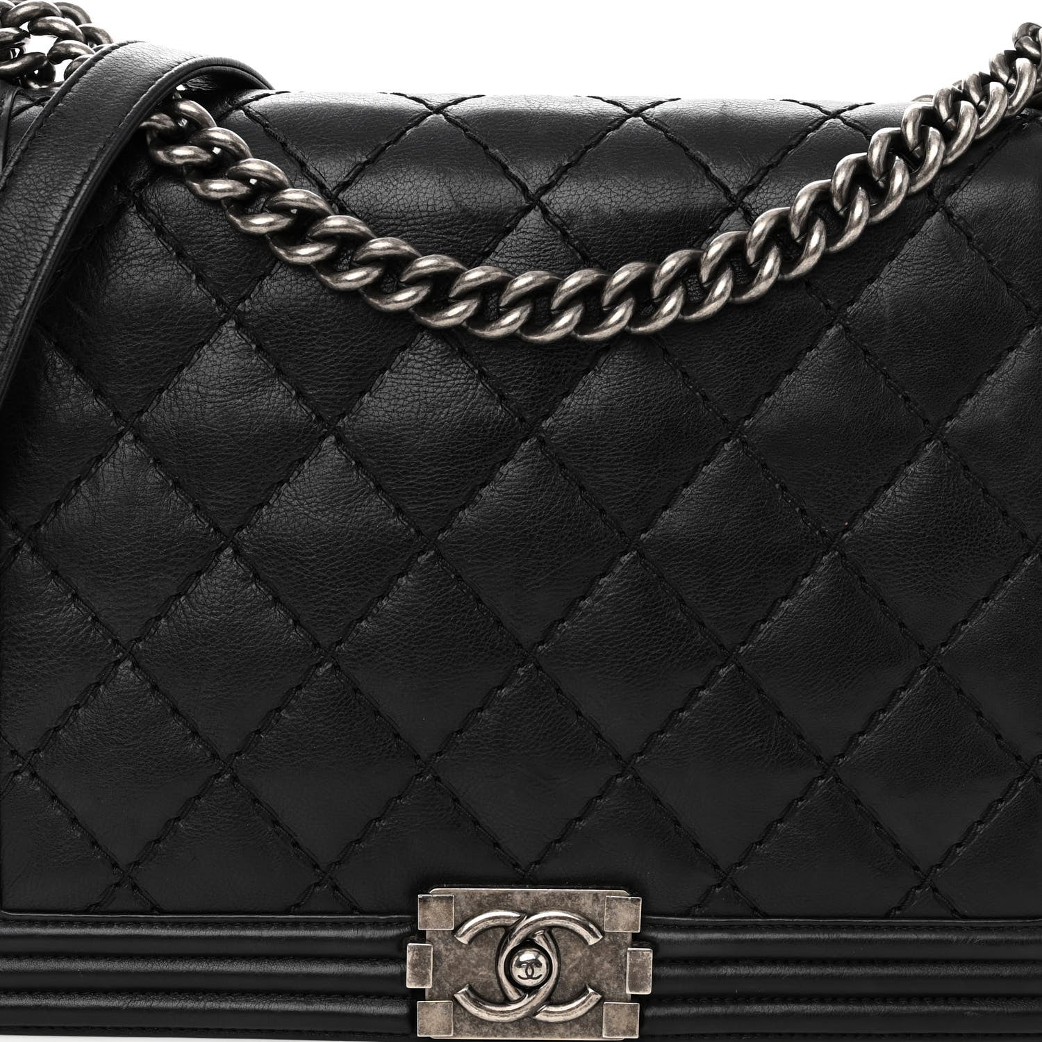 Chanel Calfskin Double Stitch Large Boy Flap Black 8 of 10