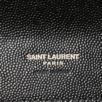 Saint Laurent Grain De Poudre Matelasse Chevron Monogram Envelope Clutch Black 6 of 8