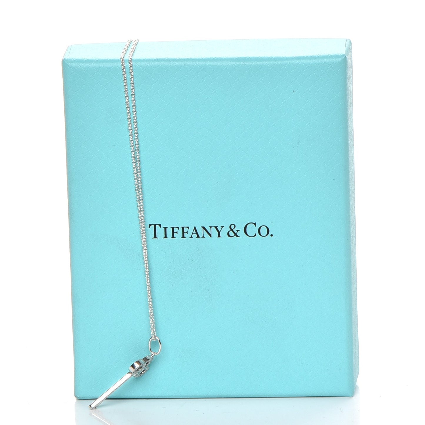 Platinum Diamond .12ct Fleur De Lis Key Pendant Necklace