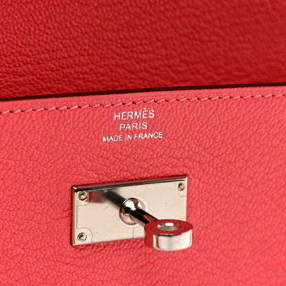Hermes Chevre Mysore Kelly Longue Wallet Rose Lipstick 7 of 8