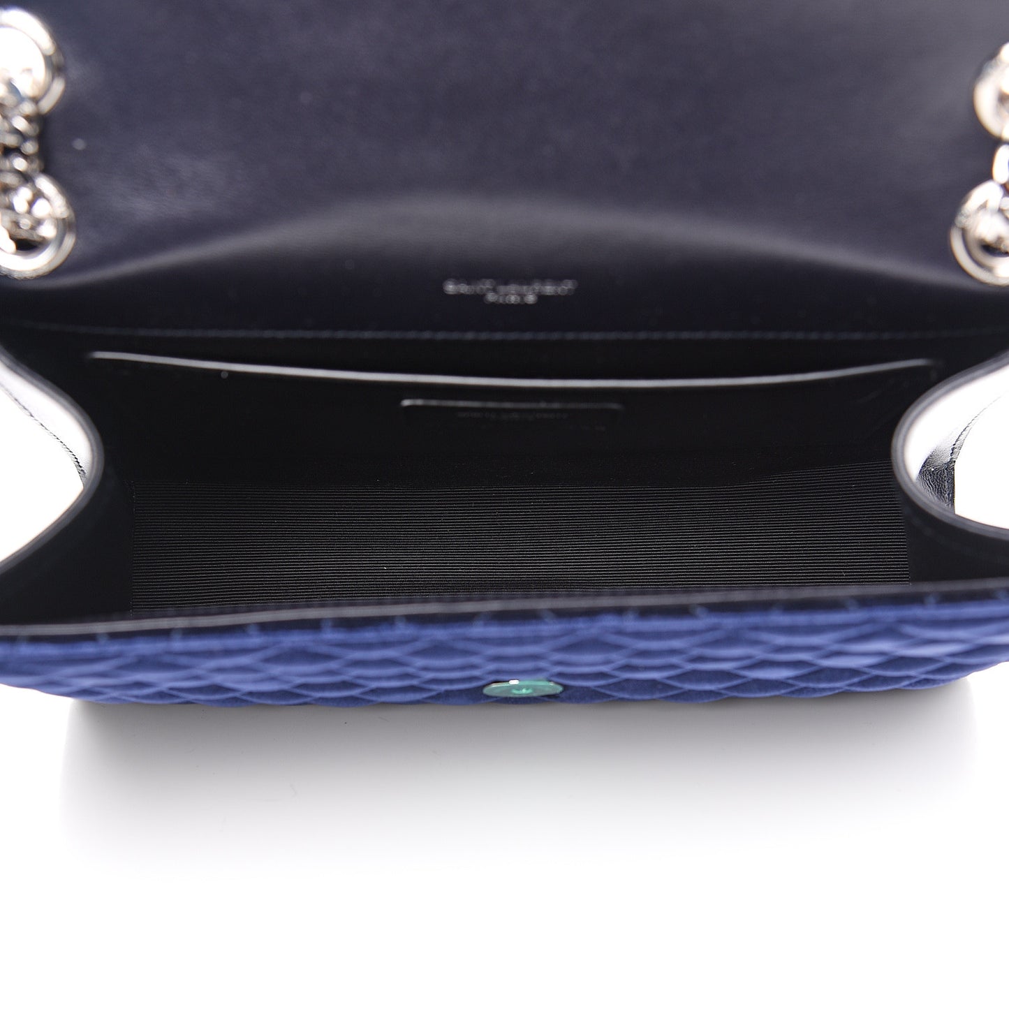 Velvet Matelasse Chevron Medium Triquilt Monogram Satchel Navy