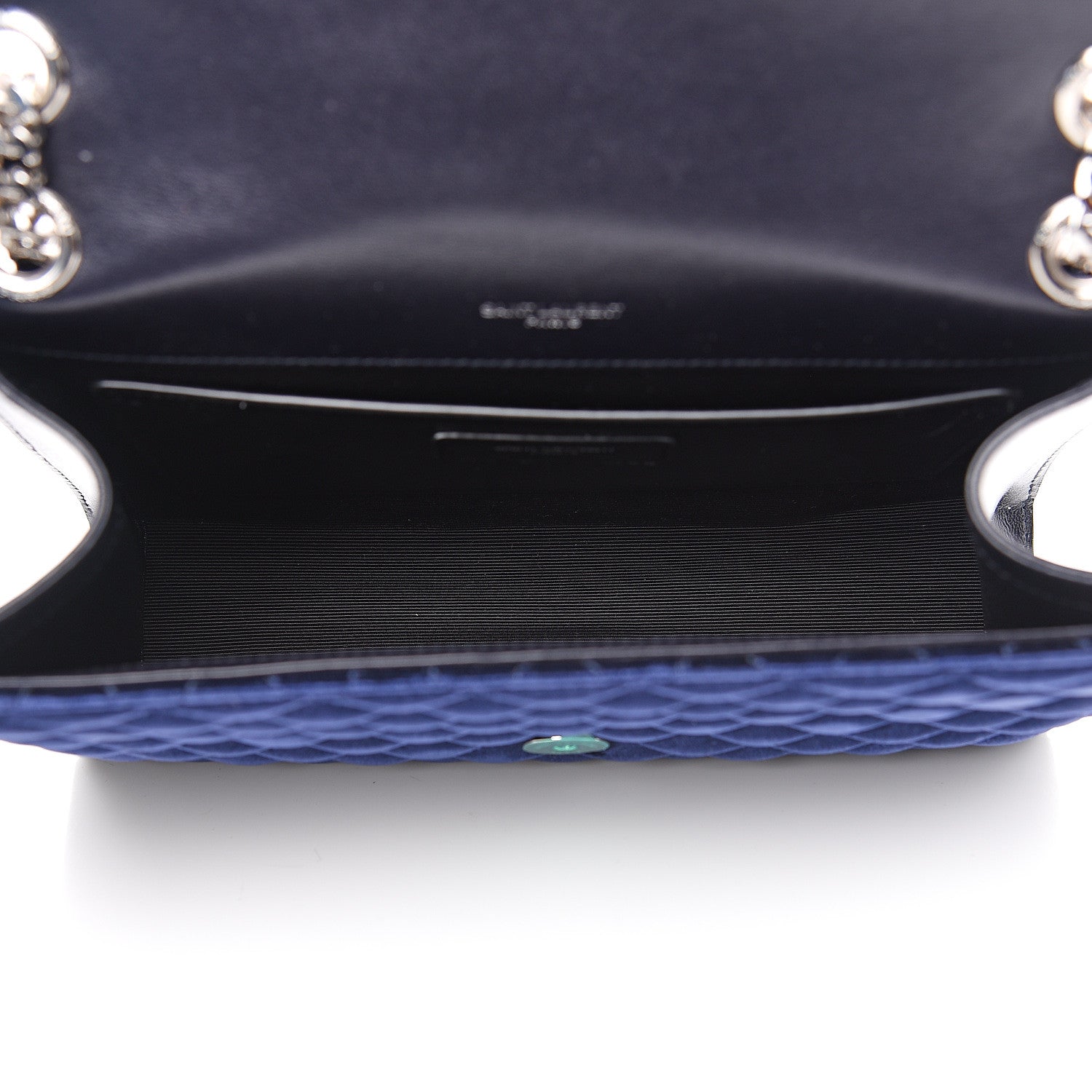 Saint Laurent Velvet Matelasse Chevron Medium Triquilt Monogram Satchel Navy 4 of 9
