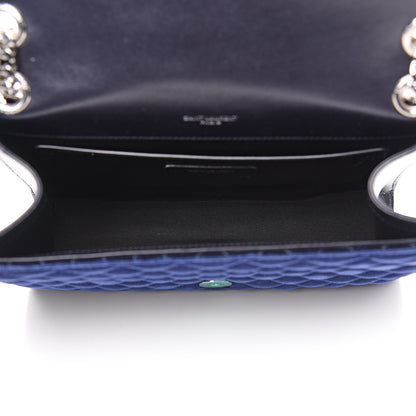 Saint Laurent Velvet Matelasse Chevron Medium Triquilt Monogram Satchel Navy 4 of 9