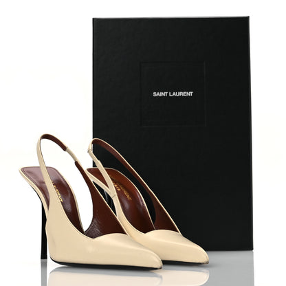 Saint Laurent Calfskin Kiss 105 Slingback Pumps 37 Egg Shell 14 of 14
