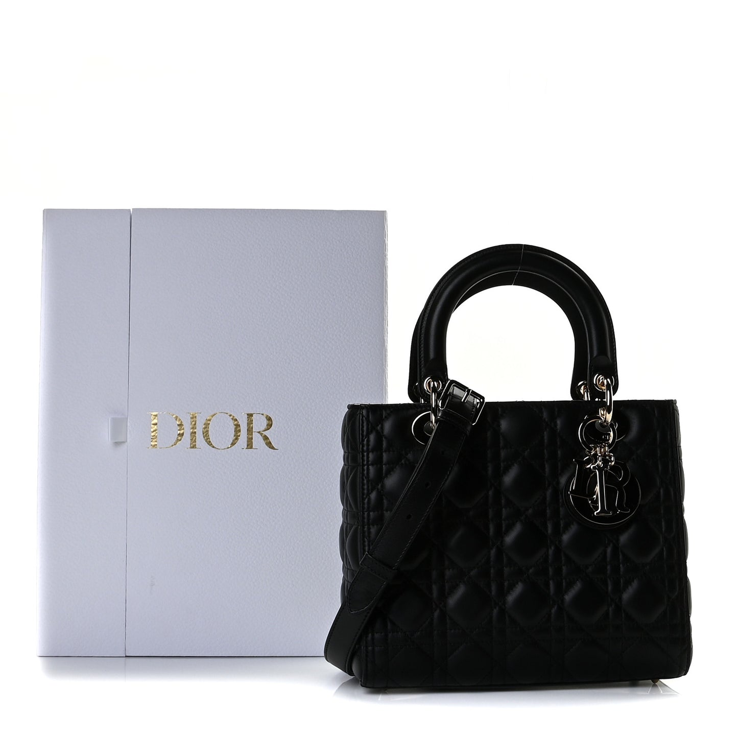 Lambskin Cannage Medium Lady Dior Black