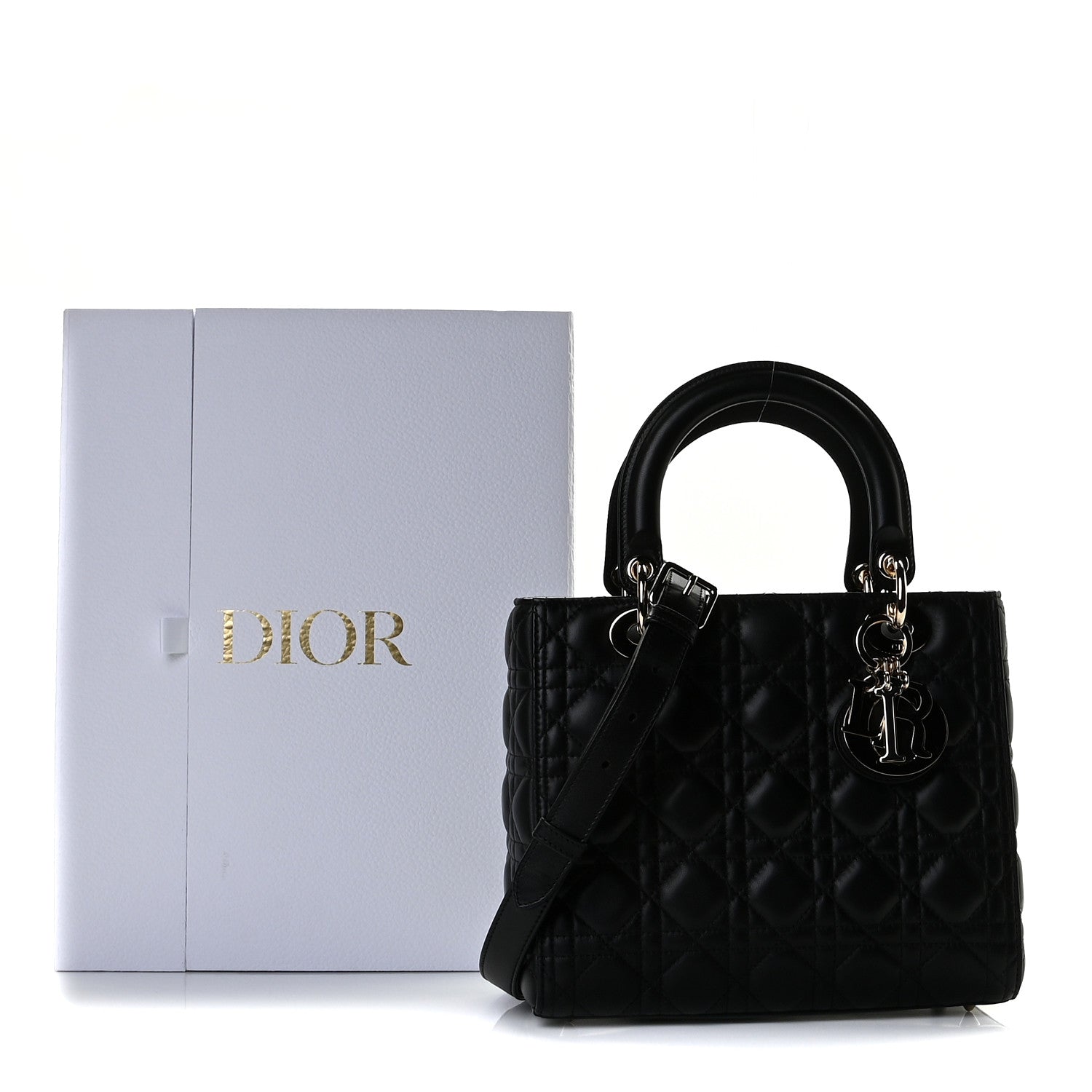 Christian Dior Lambskin Cannage Medium Lady Dior Black 8 of 8