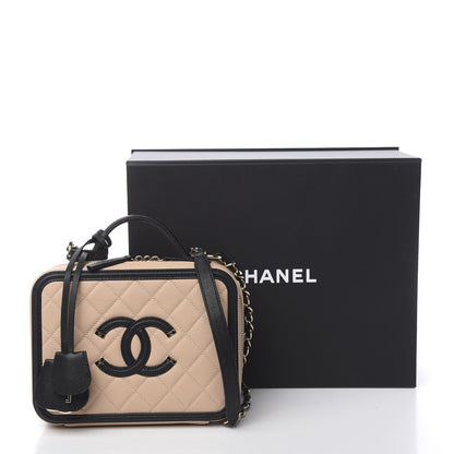Chanel Caviar Quilted Medium CC Filigree Vanity Case Beige Black 11 of 11