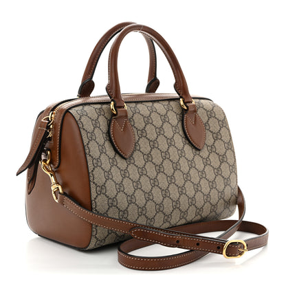 Gucci GG Supreme Monogram Cuoio Toscano Small Boston Beige Ebony Cuir 3 of 10