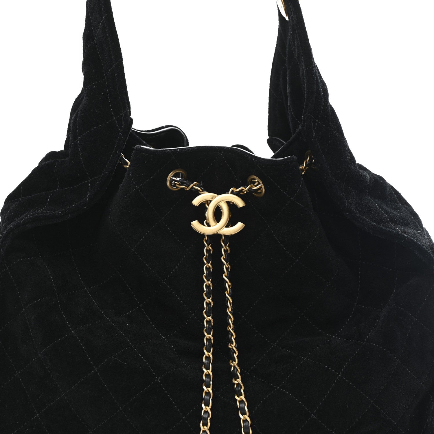 Chanel Suede Quilted Medium Chanel 25 Handbag Black 8 of 10
