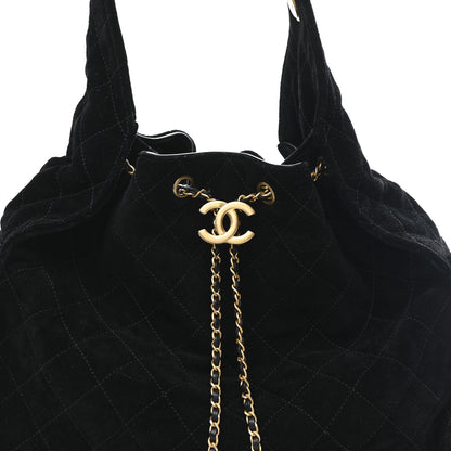 Chanel Suede Quilted Medium Chanel 25 Handbag Black 8 of 10