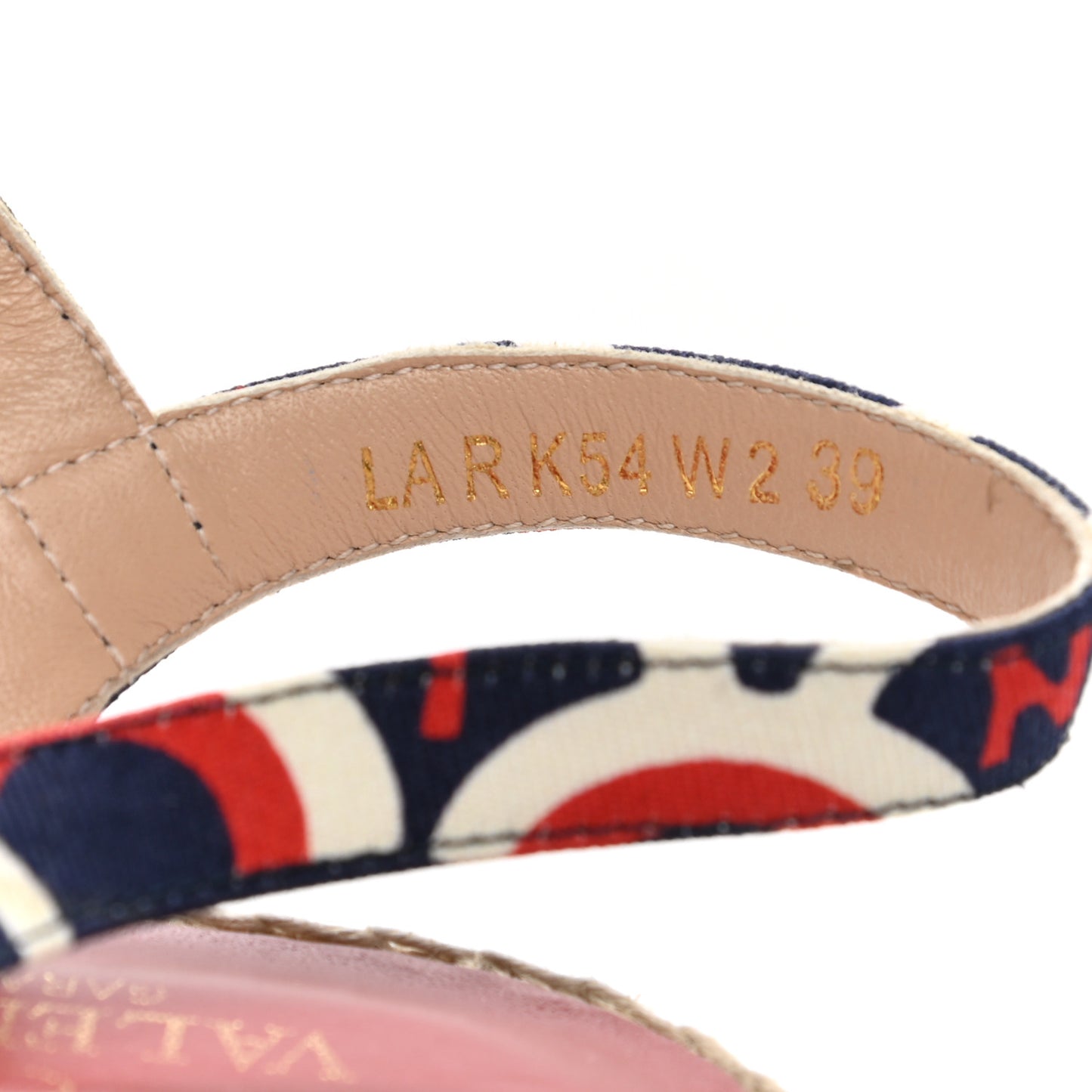 Twill Printed Bow Espadrille Wedge Sandals 39 Navy