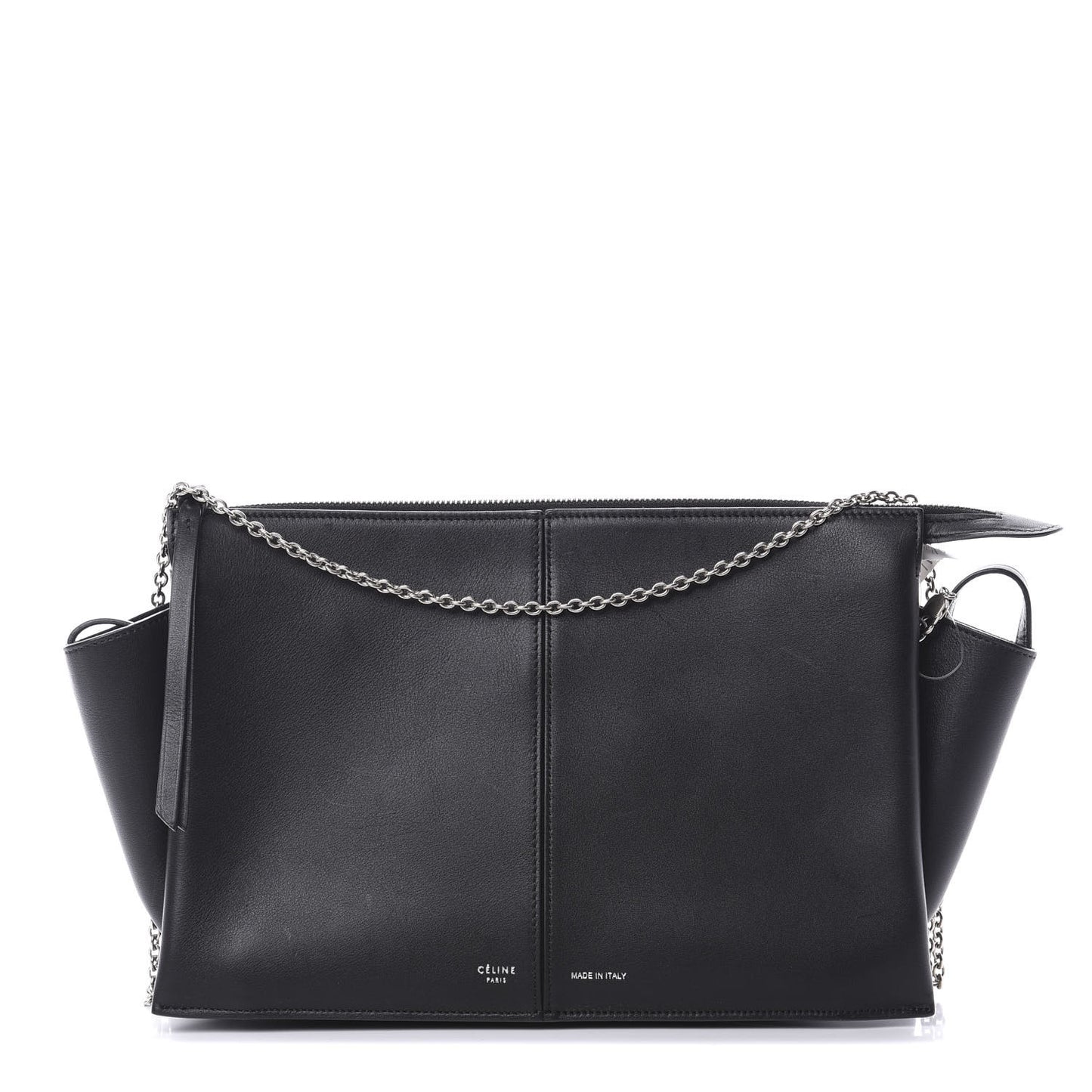 Supple Natural Calfskin Tri-Fold Clutch Black