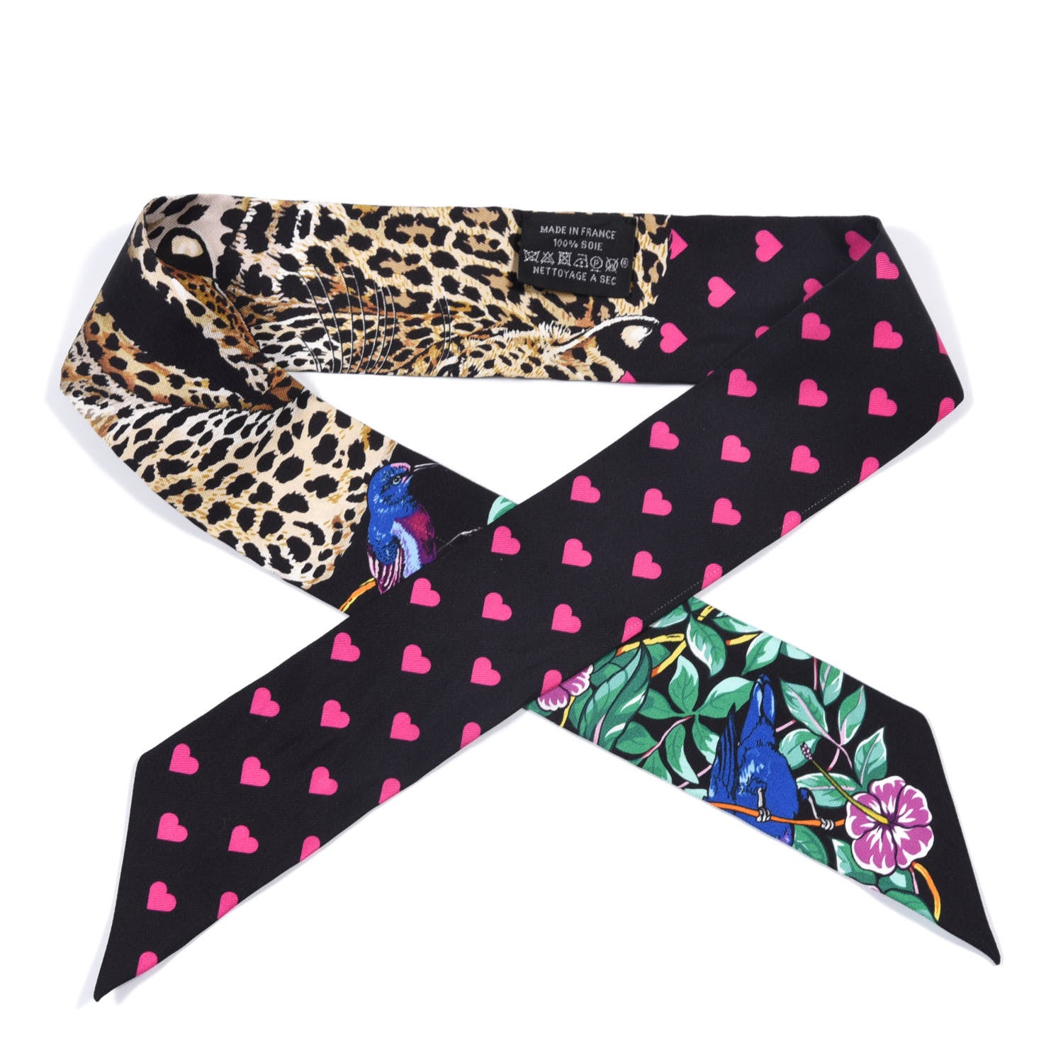 Hermes Silk Jungle Love Love Twilly Black Vert Rose Vif 1 of 5