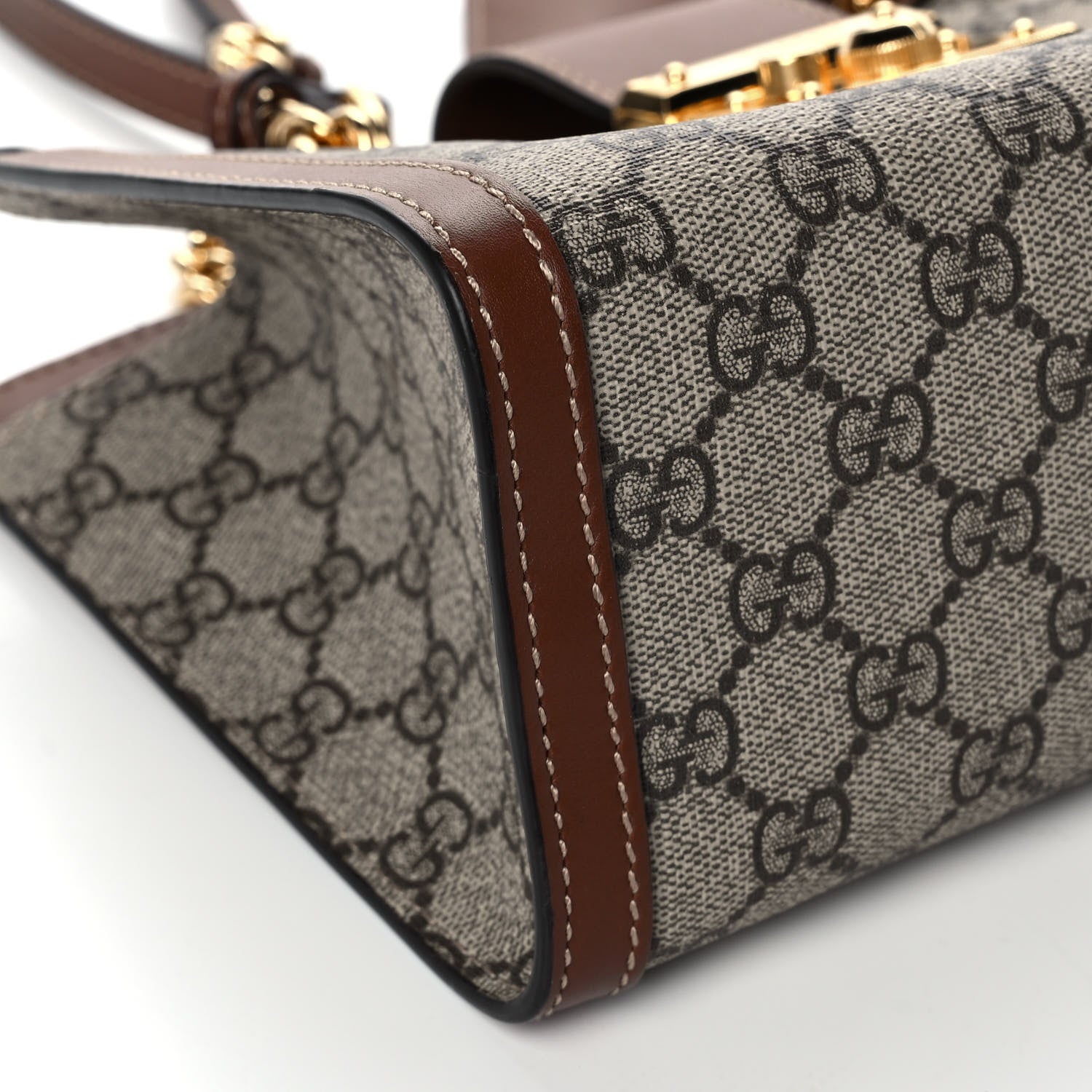 Gucci GG Supreme Monogram Calfskin Small Padlock Tote Beige Ebony Tuscany 10 of 12