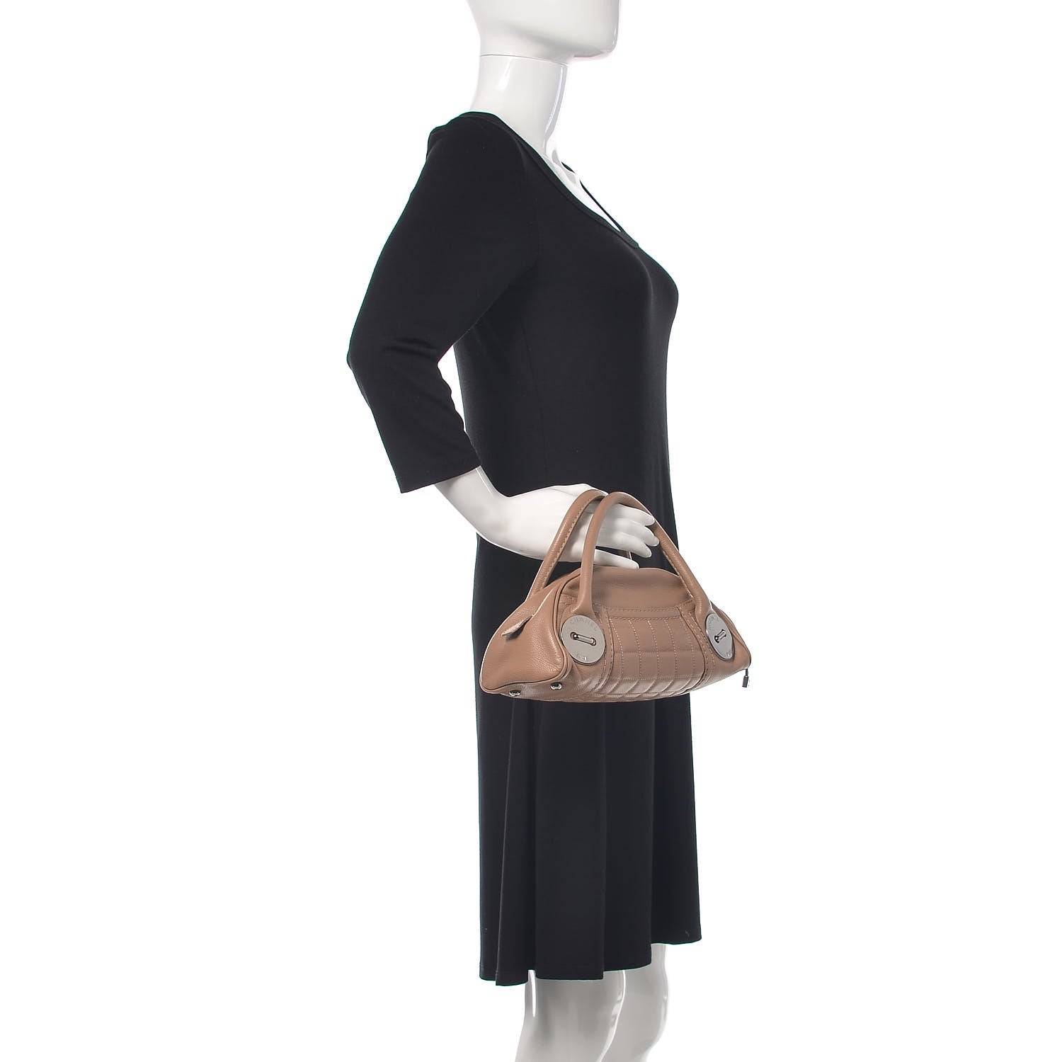 Chanel Caviar Square Stitched Bowler Tote Dark Beige 2 of 8