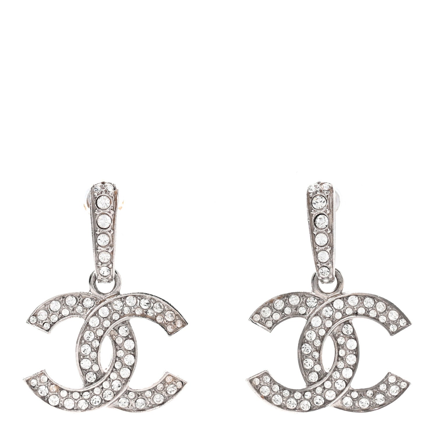 Chanel Crystal Palais Garnier CC Drop Earrings Silver 1 of 4