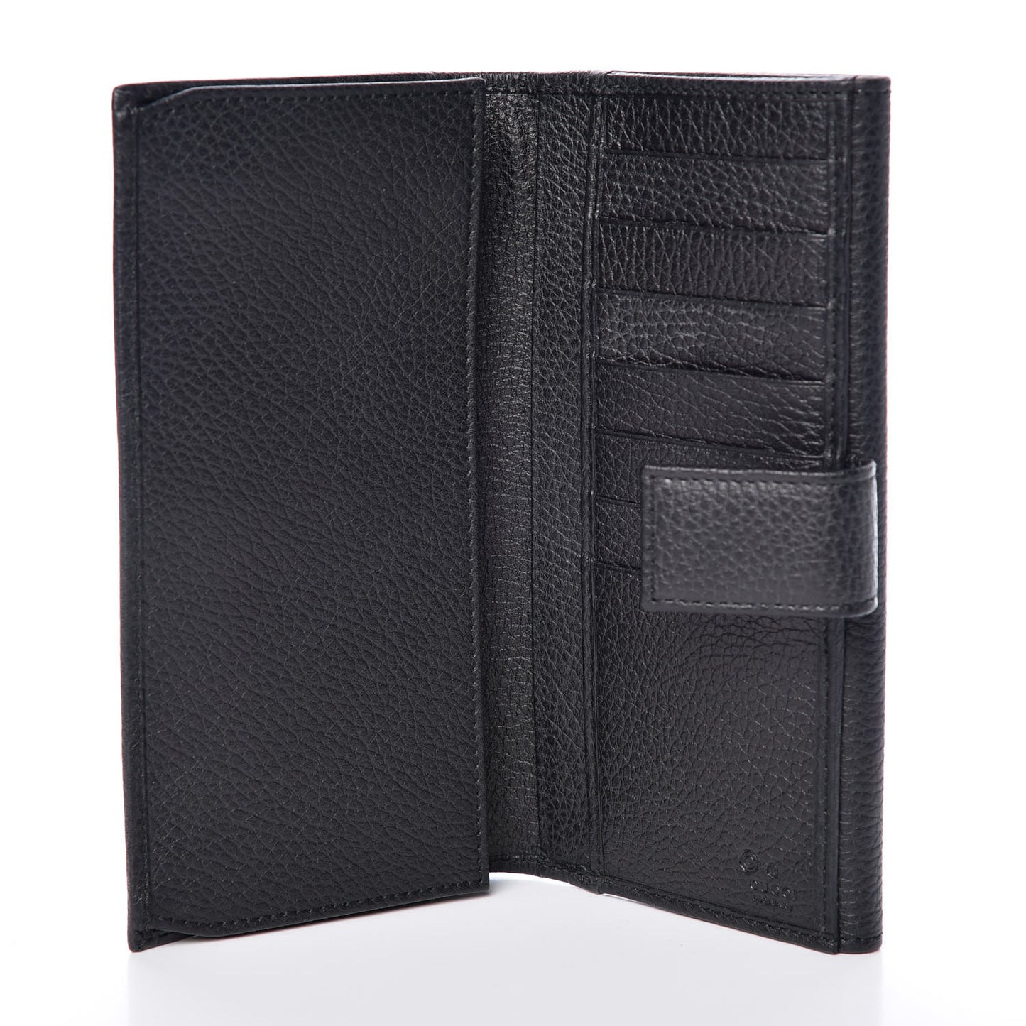 Pebbled Calfskin Punch Continental Flap Wallet Black