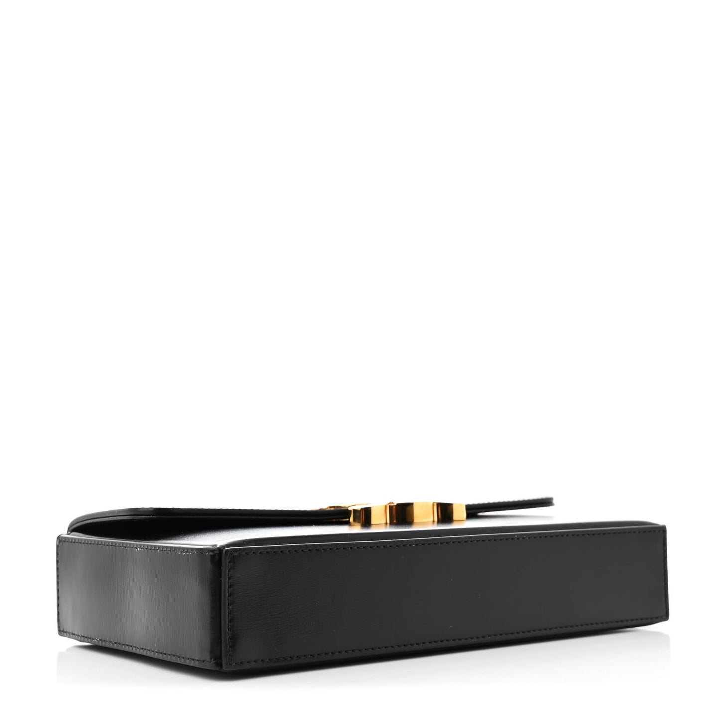 Shiny Calfskin Triomphe Chain Box Bag Black