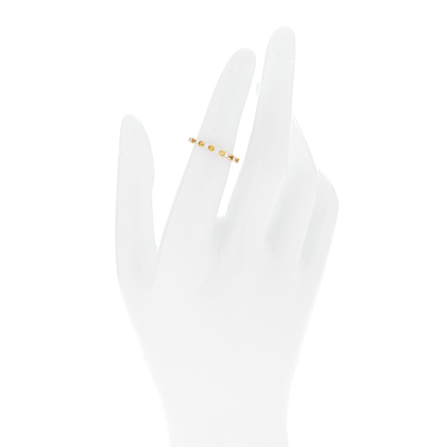 18K Yellow Gold Diamond Yellow Sapphire Eternity Band Ring 49 4.75