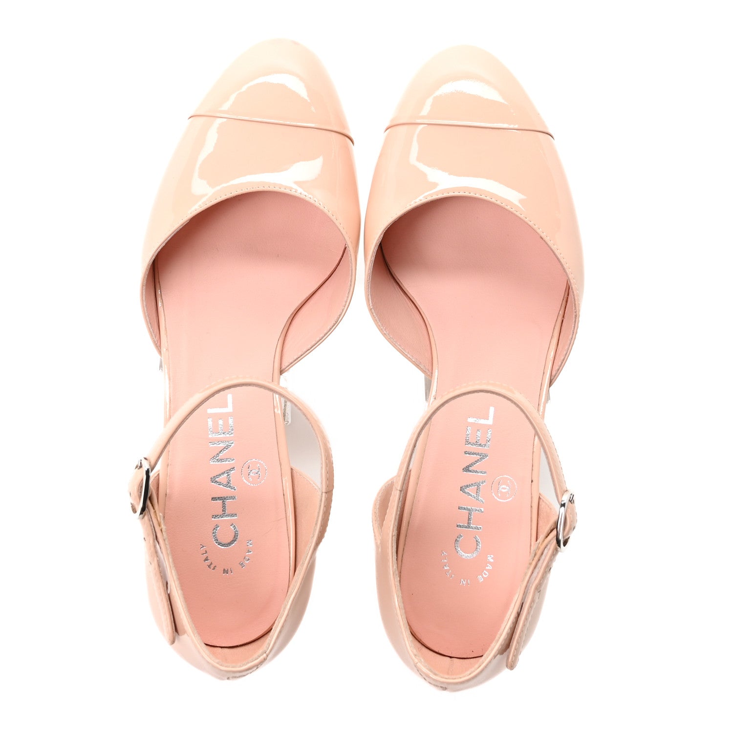 Chanel Patent Calfskin Cap Toe Slingback Pumps 35.5 Light Pink 2 of 9