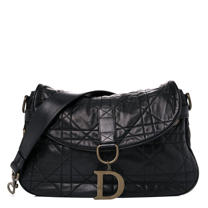 Christian Dior Lambskin Cannage Flap Messenger Bag Black 1 of 19